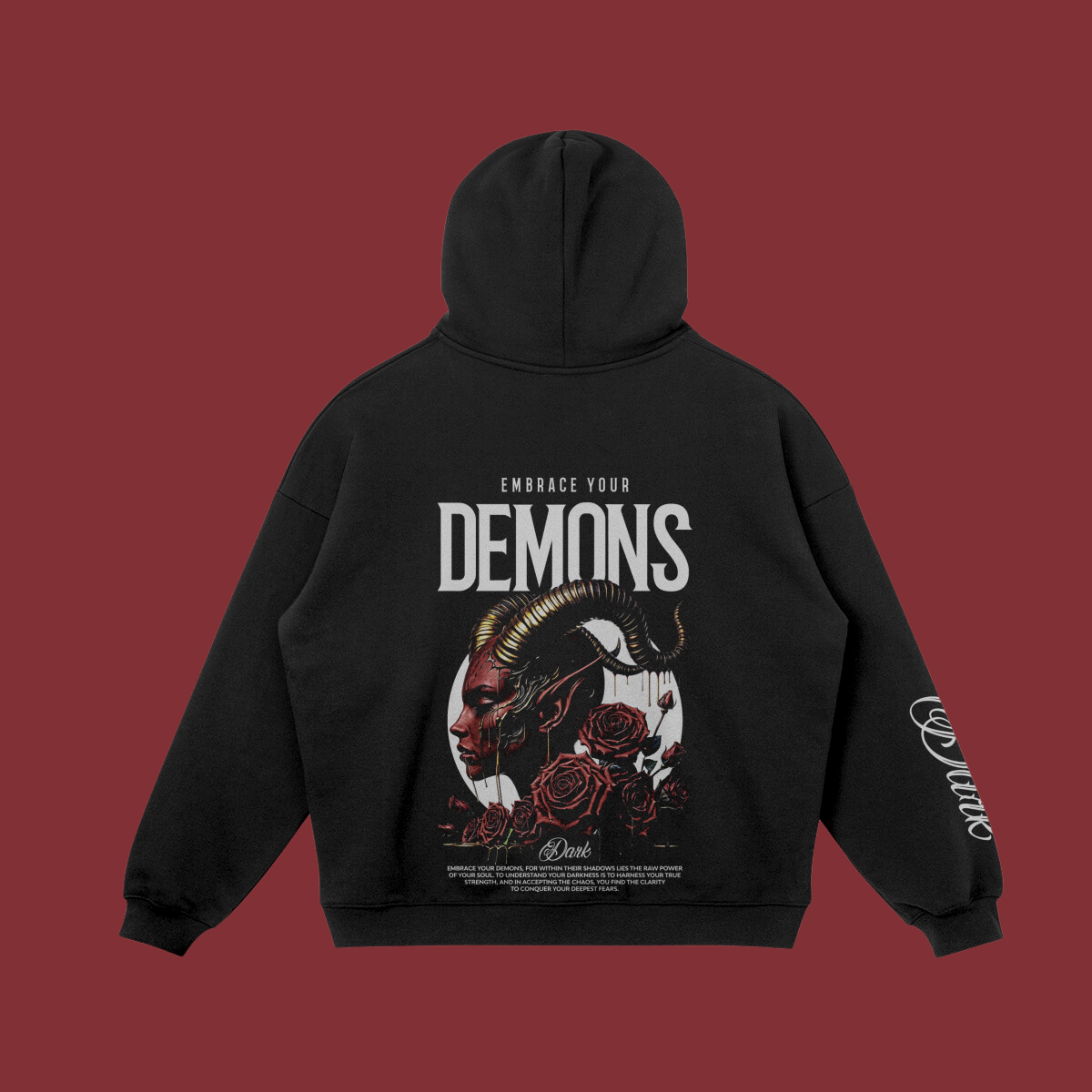 Embrace Your Demons - True Black Fleece-Lined Hoodie